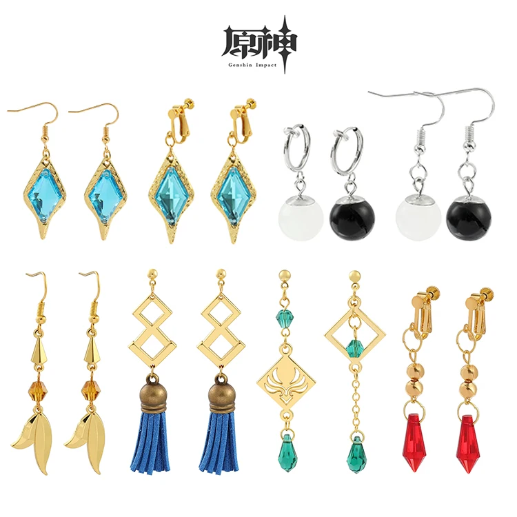 

Games Genshin Impact Earrings Cosplay Anime Character Earrings Vintage Long Tassel Earring for Women