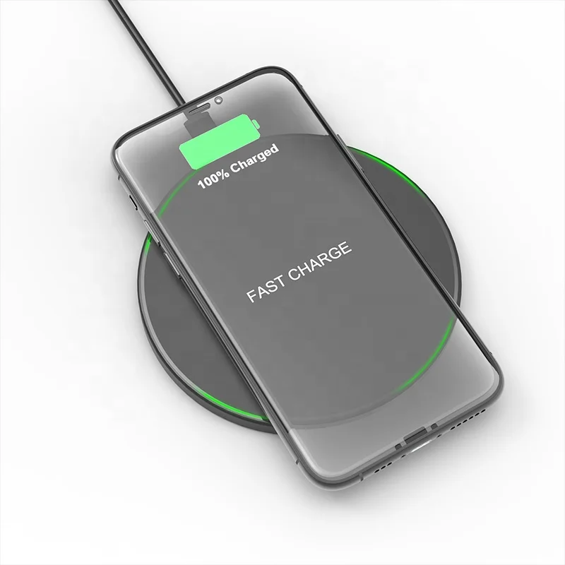 

Support to take samples factory direct QI wireless charger LED CellPhone wireless fast charging, Black