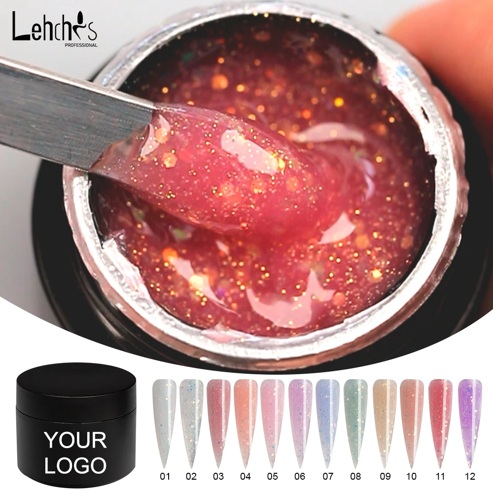 Lehchis 12 Glitter Builder Extension Nail Gel Kit