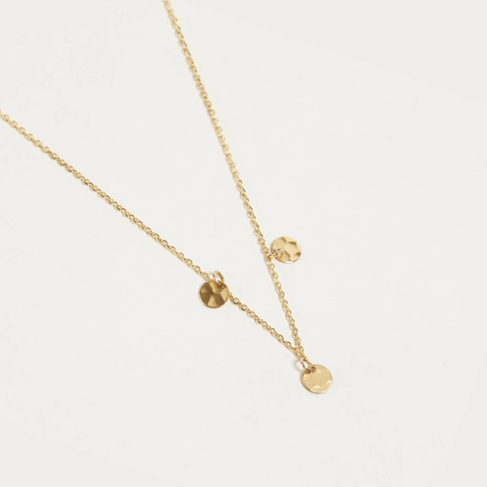 

18k Gold Fashion Jewelry 925 Sterling Silver Three Coins Pendant Necklace For Women