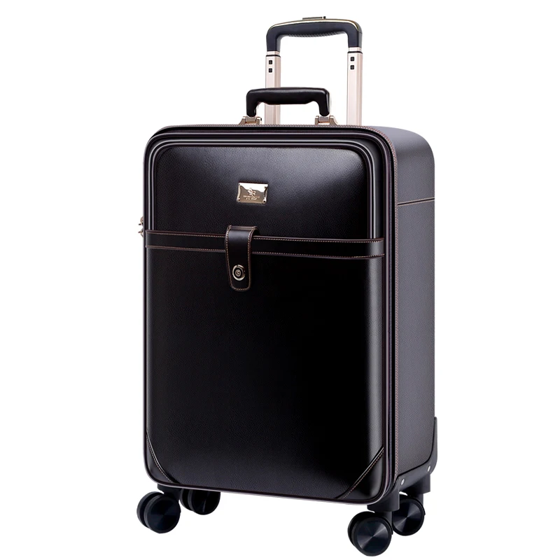 

2019 new arrival Genuine leather Business Casual Traveling Luggage Suitcase 16/17/18/20/22/24Inch Trolley Bags, Black, coffee, brown, red