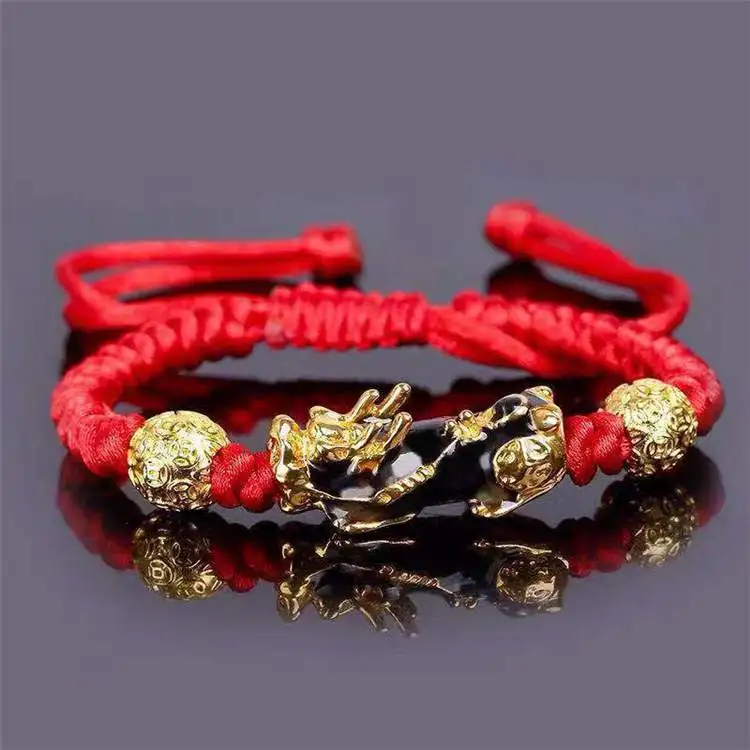 

Wholesale New Arrival Woven Red Rope Pixiu Feng Shui Lucky Bracelet High Quality