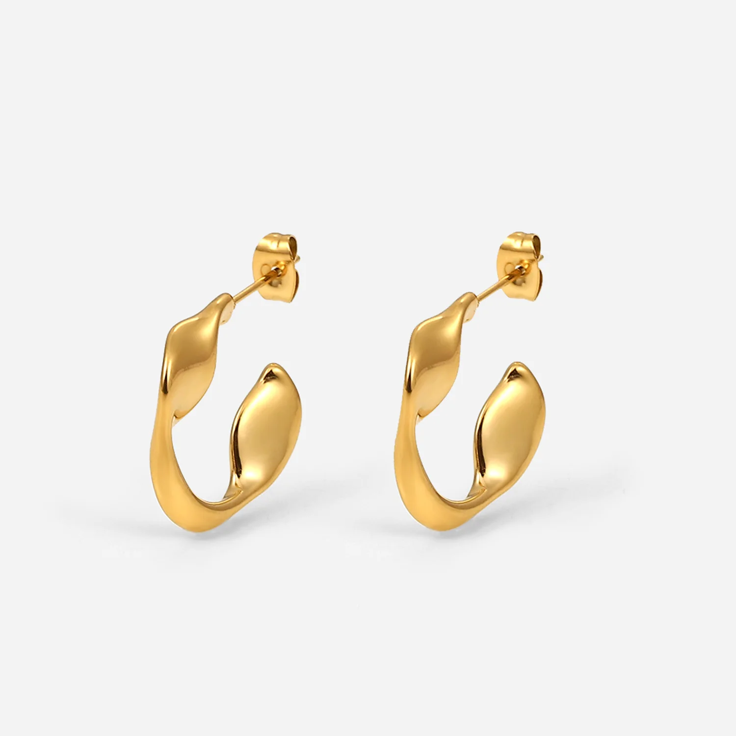 

Concave Earrings Stainless Steel 18K Pvd Gold Plated Metal Style Mobius Ring Earrings For Women