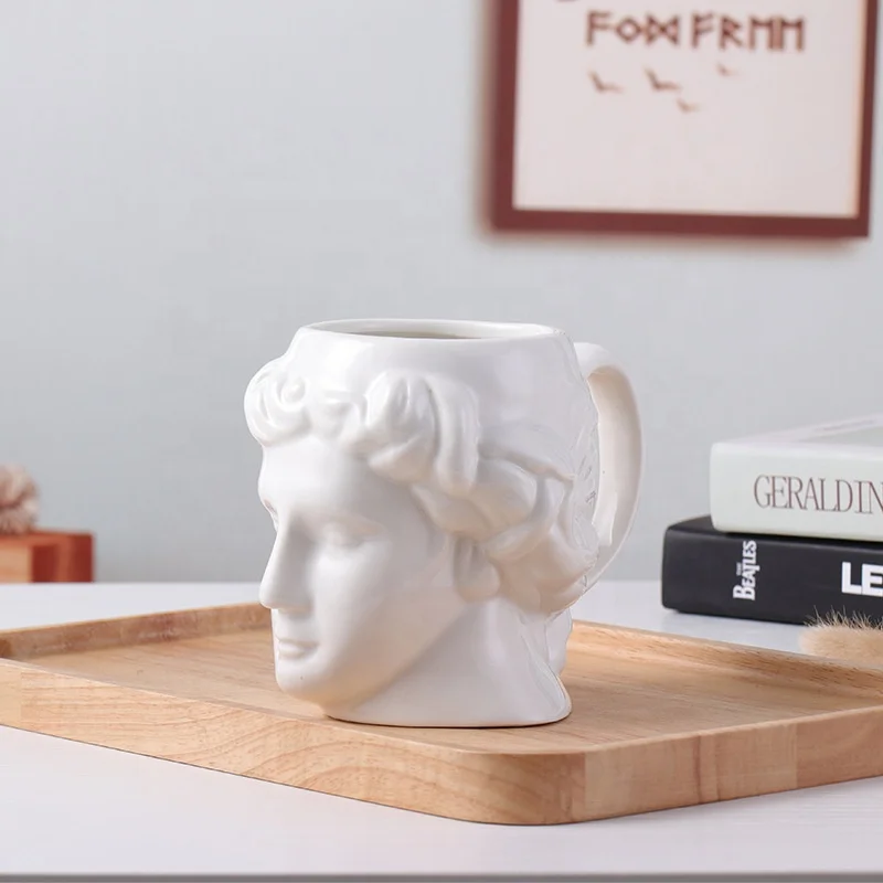 

Spain Ancient Greece Apollo David 3D Coffee Mug Cup Sculpture Desktop Ornaments Office Pen Holder Large Capacity Ceramic Mug, As pictures