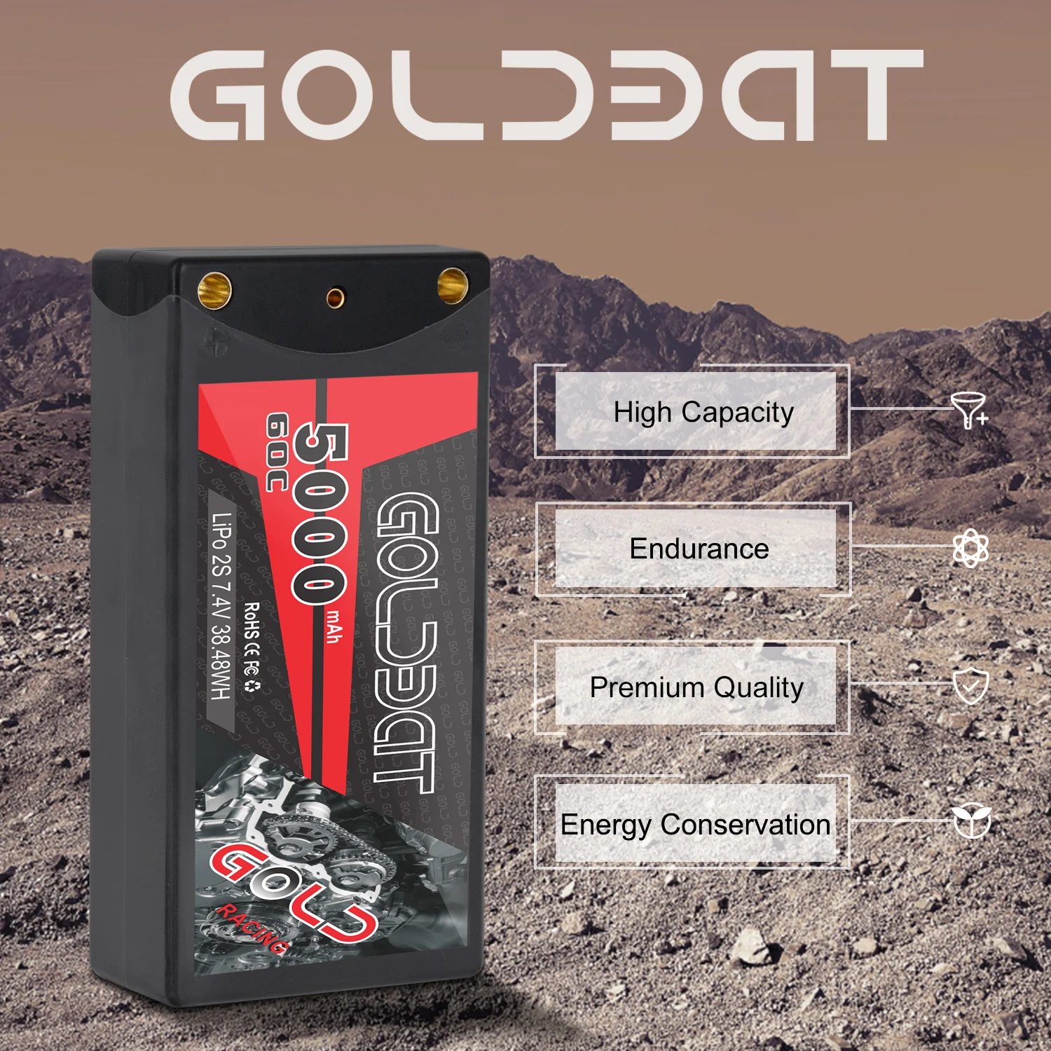 Wholesale Hard Case High Crating Lipo 5000mah 60c 7.4v Shorty Battery