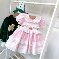 

vintage baby girls dresses lace spanish pink ruffles summer lolita wholesale children clothes ready made