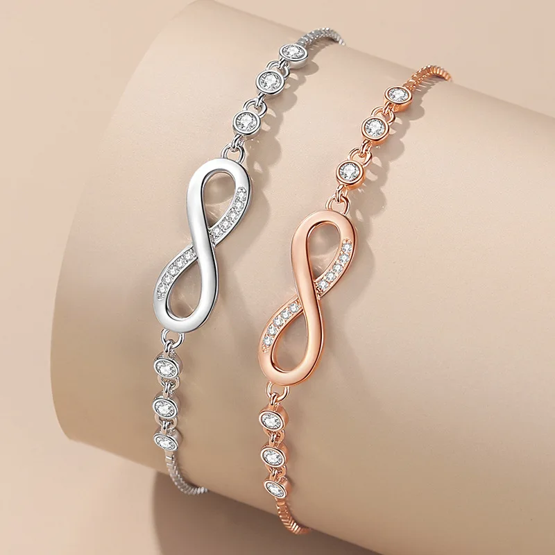 

Minimalist Infinity Charm Bracelet S925 Women Crystal Bracelet Mothers Day New Arrival