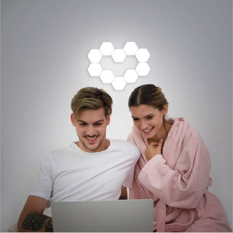 Creative DIY Home Decor Bedroom Night Light Smart Touch Sensitive Honeycomb Hexagon Wall Light