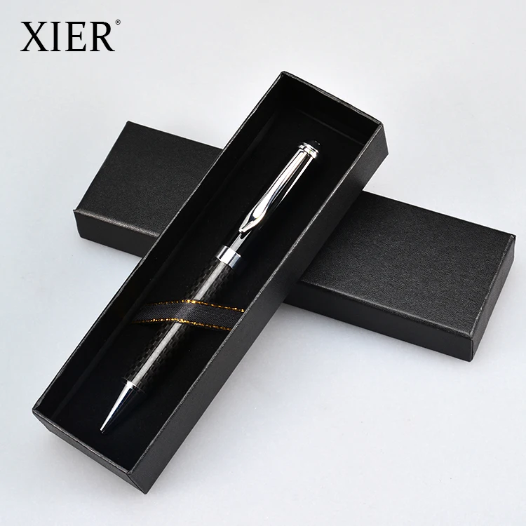 
High Quality Professional Business gift office black metal ballpoint carbon fiber pen customized logo 