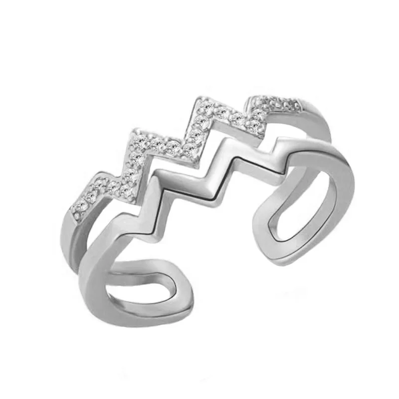 

To my daughter highs and lows double wave 925 sterling silver adjustable ring ecg design fashion wedding rings women