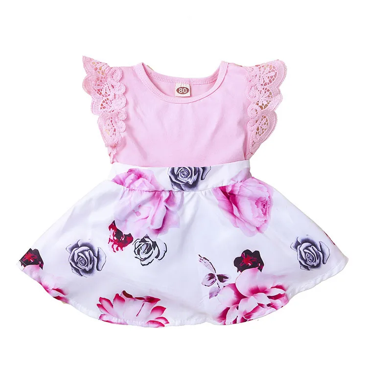 

Baby Girl Summer Dresses Toddler Girls Clothes Short Sleeve Cute Ruffle Floral Print Dress