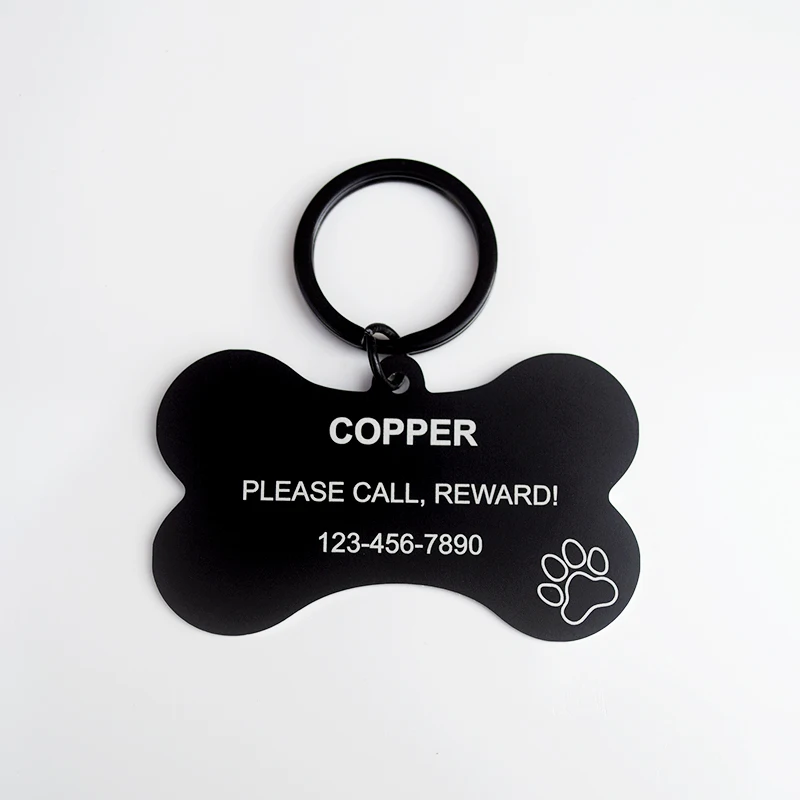 Metal Dog Tags Engraved Metal Pet Id Name Tags Collar Bone Shape Laser ...