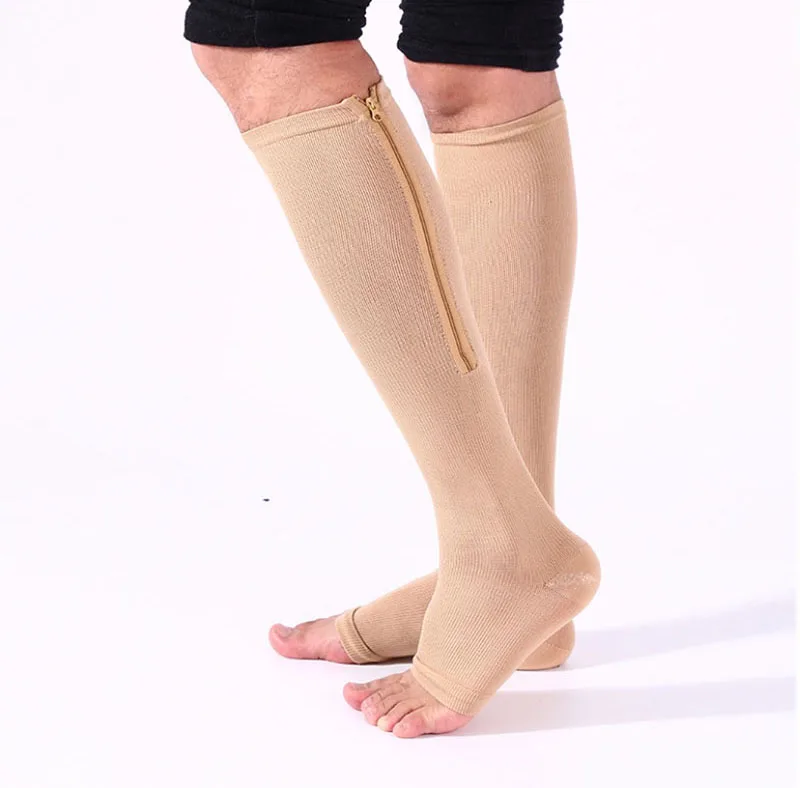 

Wholesale 20-30mmHg stocking open toe compression socks with zipper
