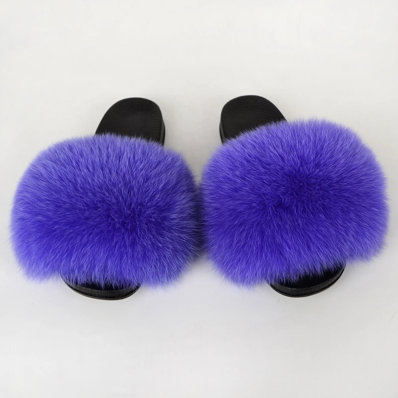 

Top Quality Cheap Price Furry real Fur Fox Fur Slipper Custom Update real Raccoon Fur Slides For Women, Customized color
