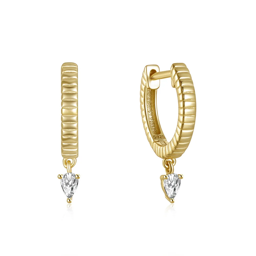 Wholesale Fashion Jewelry 925 Silver Earrings for Women 18K Gold Plated 925 Sterling Silver Water Drop Circular Hoop Earrings