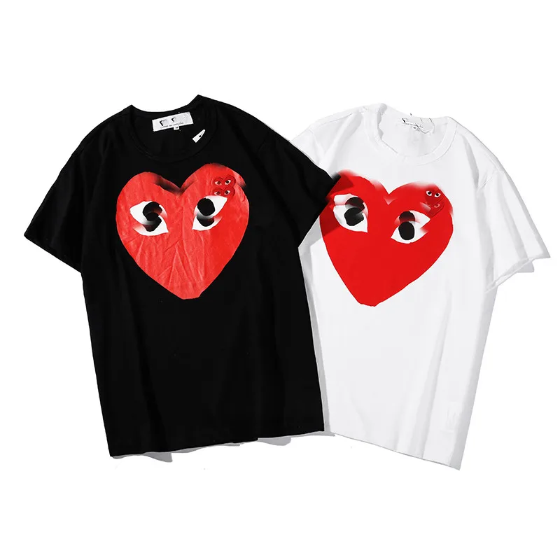 

HEYPLAY popular logo T-shirt heart-heart cotton round neck short sleeve men's and women's wear red heart love lovers style