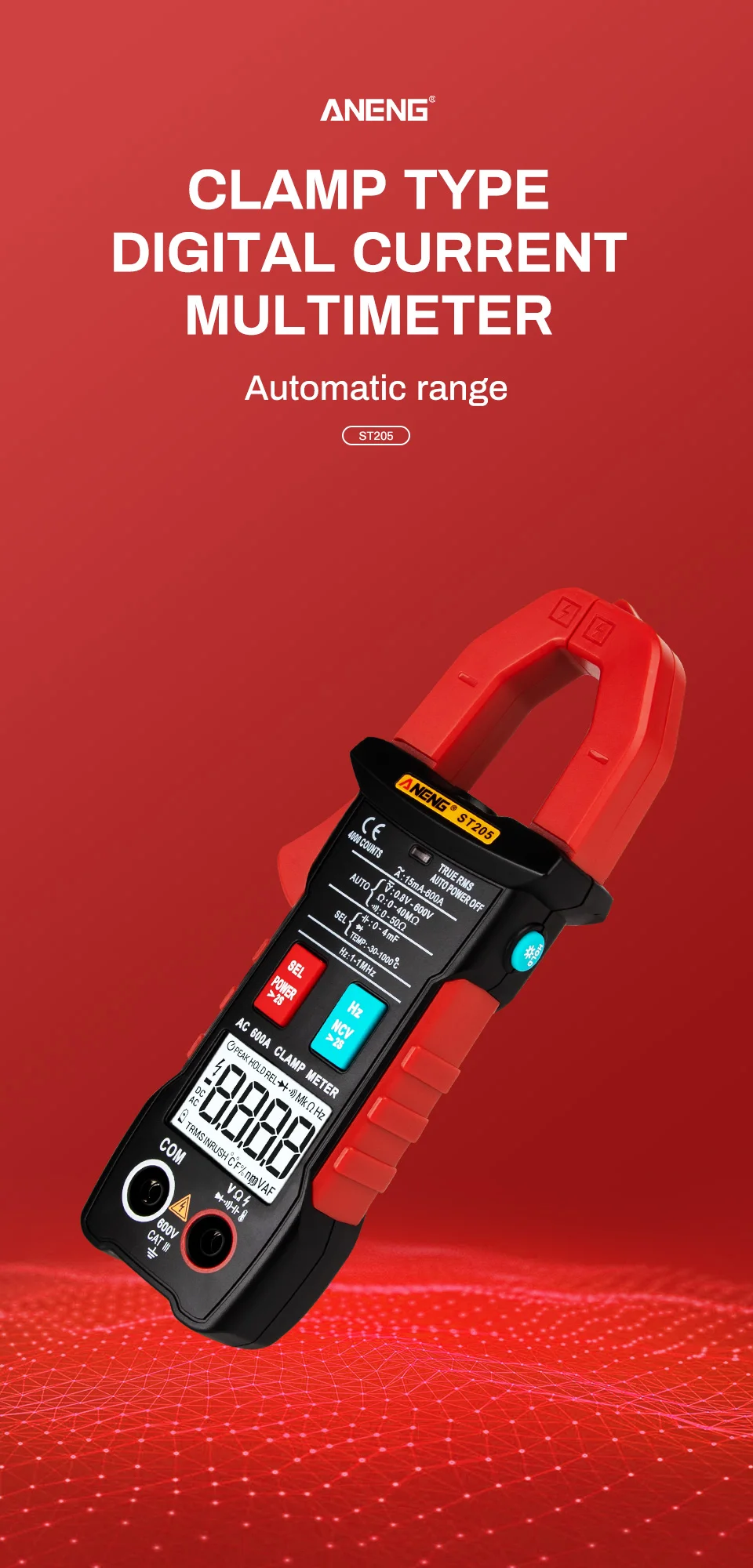 ANENG ST205 Kỹ Thuật Số Clamp Meter Analog Vạn Năng Hiện Tại Kẹp DC/AC Tự Động Thông Minh Phạm Vi Meter Với Nhiệt Độ Tester