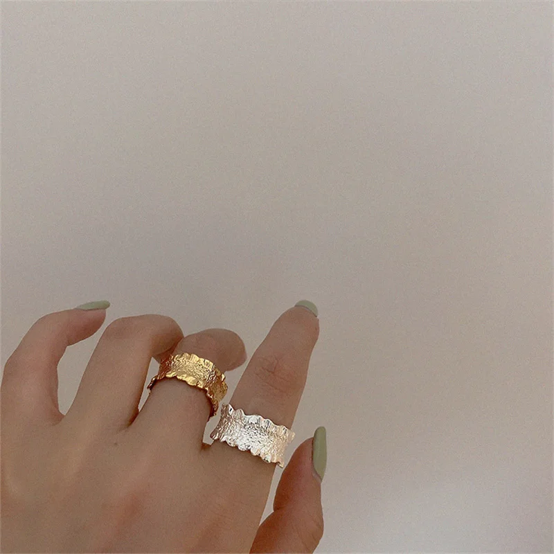 

Aimgal jewelry copper plated 18K gold irregular metal opening ring for women