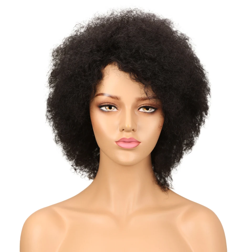 

Black Brown Red Wine Color Best Selling Cosplay Cheap Short Afro Kinky Curly Wig For Black Women Brazilian Remy Human Hair Wigs