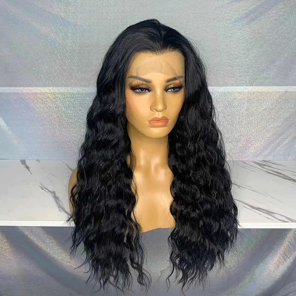 

New Style Futura 13X4 Lace Front Hair Wig For Black Women Long Black Body Wave Wigs Heat Resistant Fiber Wig For Daily