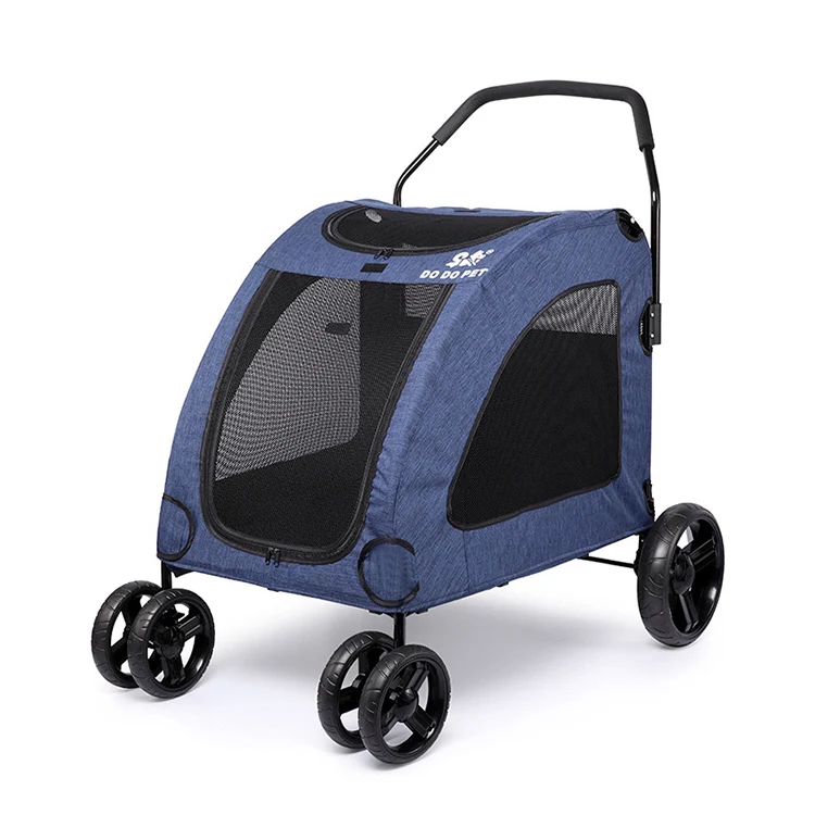 

Large Dog Pet stroller Outdoor Travel Folding Pet Trolley Cart, Blue, red, grey