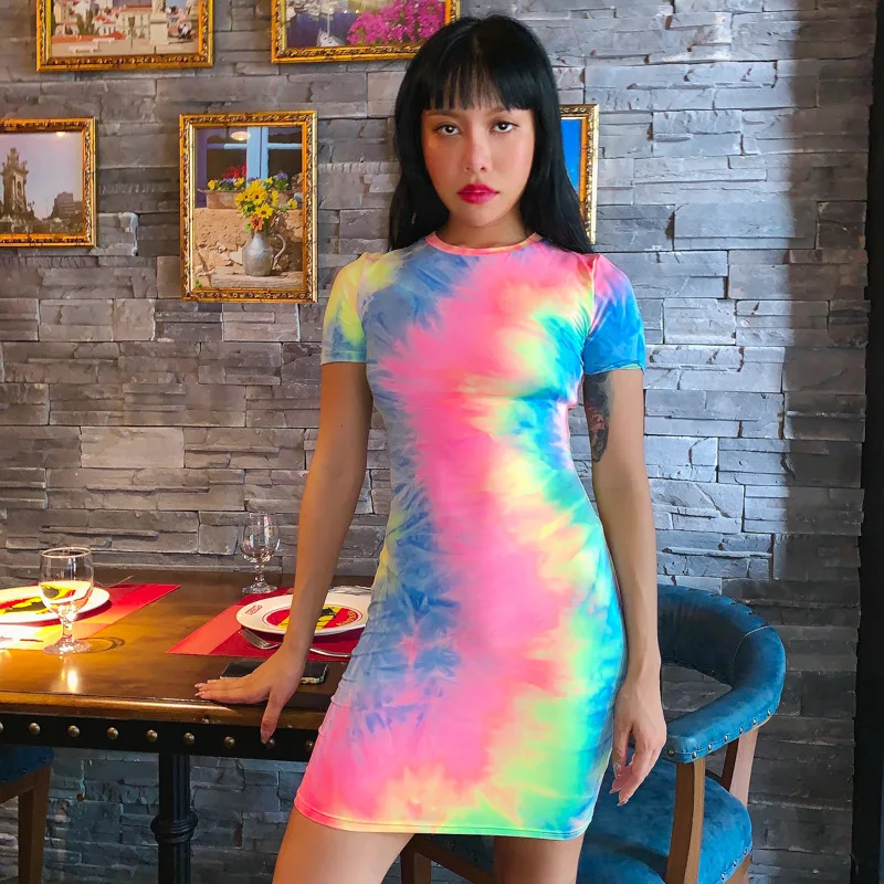

Wholesale summer clothes sexy club dress outfits mini dress halter dye bodycon short dress