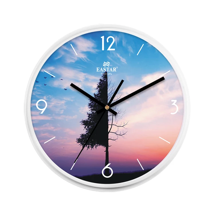 
12Inch customer style custom picture custom silent scanning round quartz wall clock 
