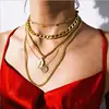 Kaimei Boho Vintage Multi Layer Chunky Chain Choker Necklace Collar Statement Coin Pendant tassel Necklace Women Female Jewelry