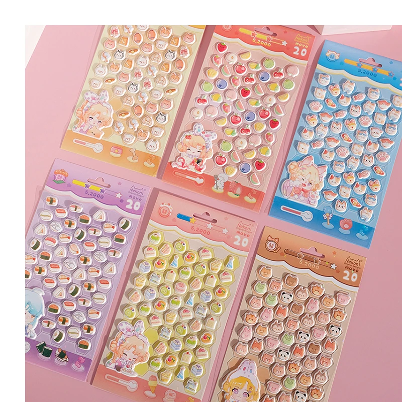 Nekoni  Cartoon Animal Mini EVA Puffy Sticker Set Foam Small Bubble  for  Kids Diary Decorative  Sticker Sheet