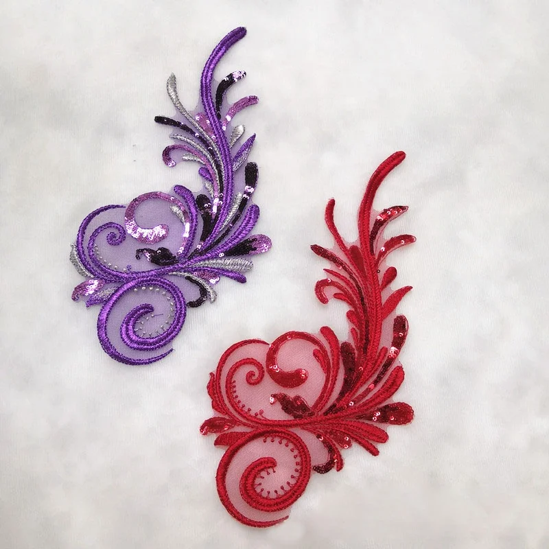 

New style elegant bridal dress purple lace applique embroidery, Accept customized color