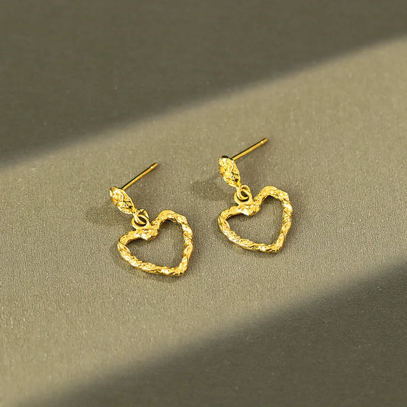 

VIANRLA Gold Dainty Heart Drop Earrings Dangle Heart Earrings 925 Sterling Silver 100% Handmade Jewelry Silver Earrings Women's