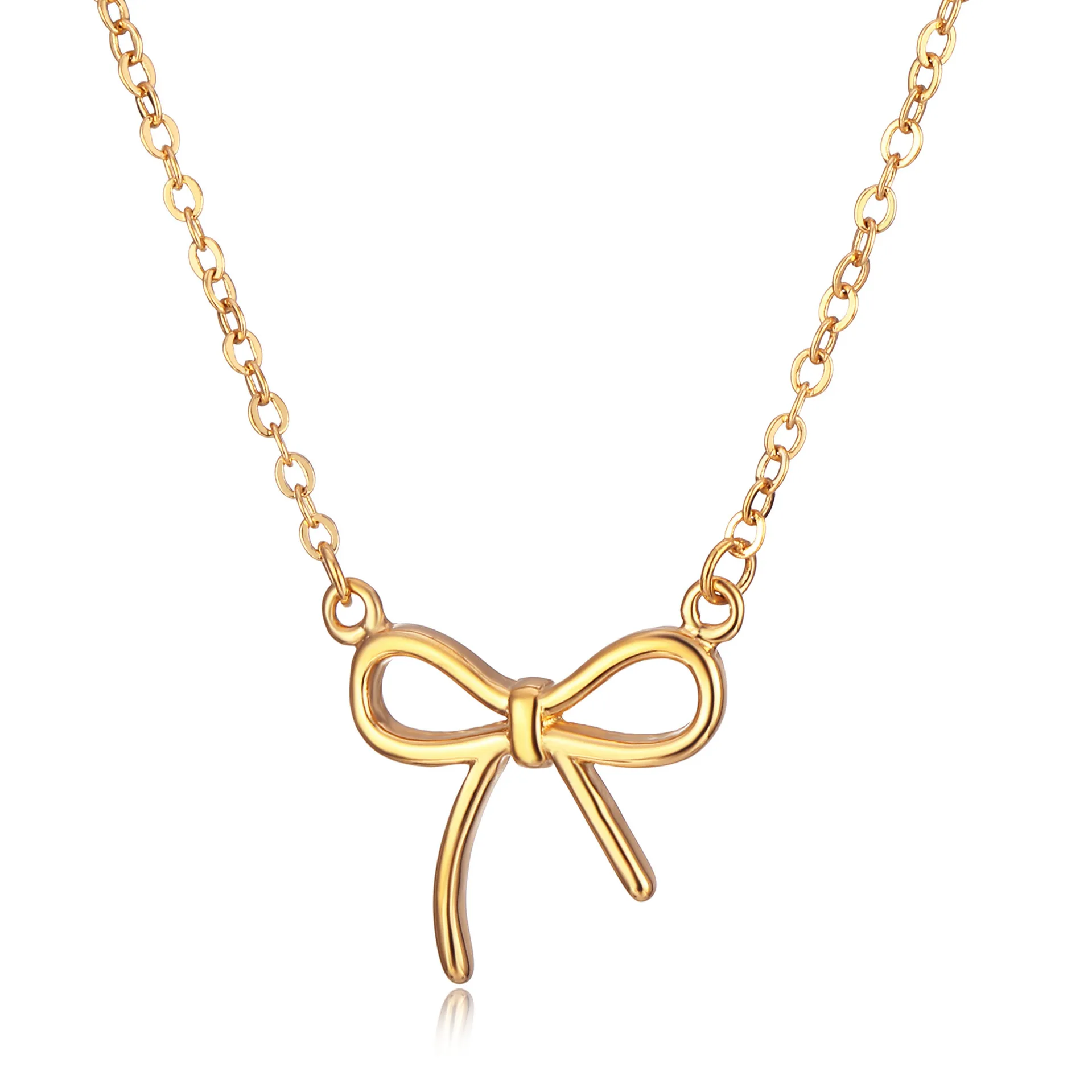 

Eico Modalen Pendant Jewelry Stainless Steel Gold Plated bowknot Initial Necklace