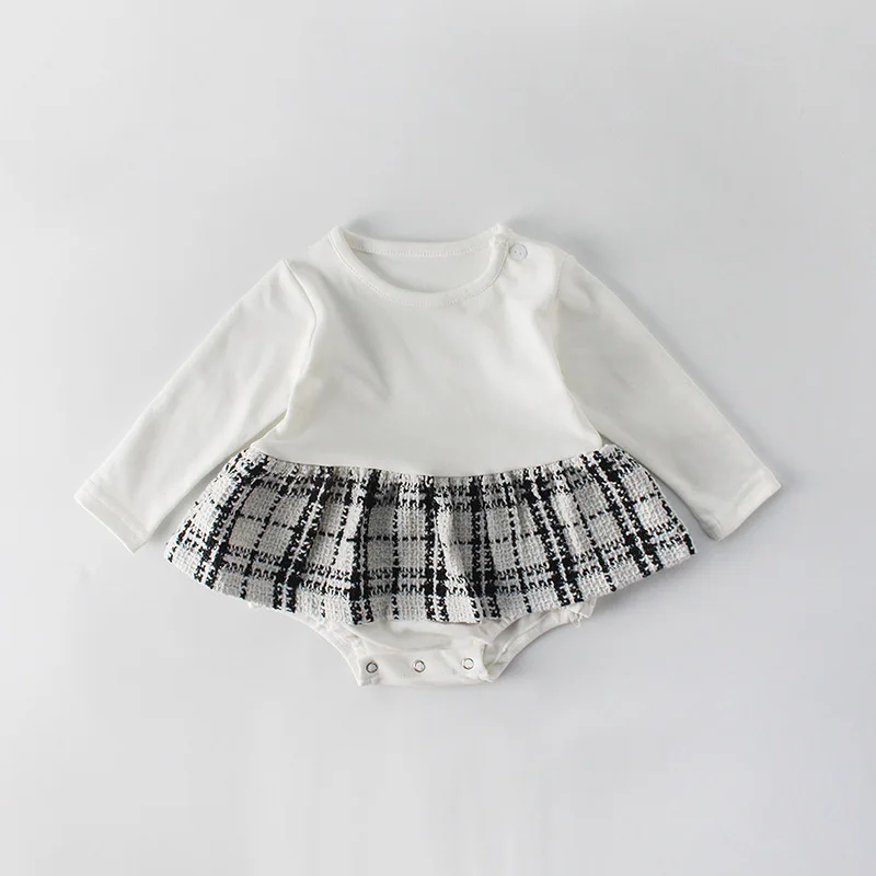 
wholesale newborn baby romper+girls coat clothing set Infants & Toddlers plaid romper ENG008 
