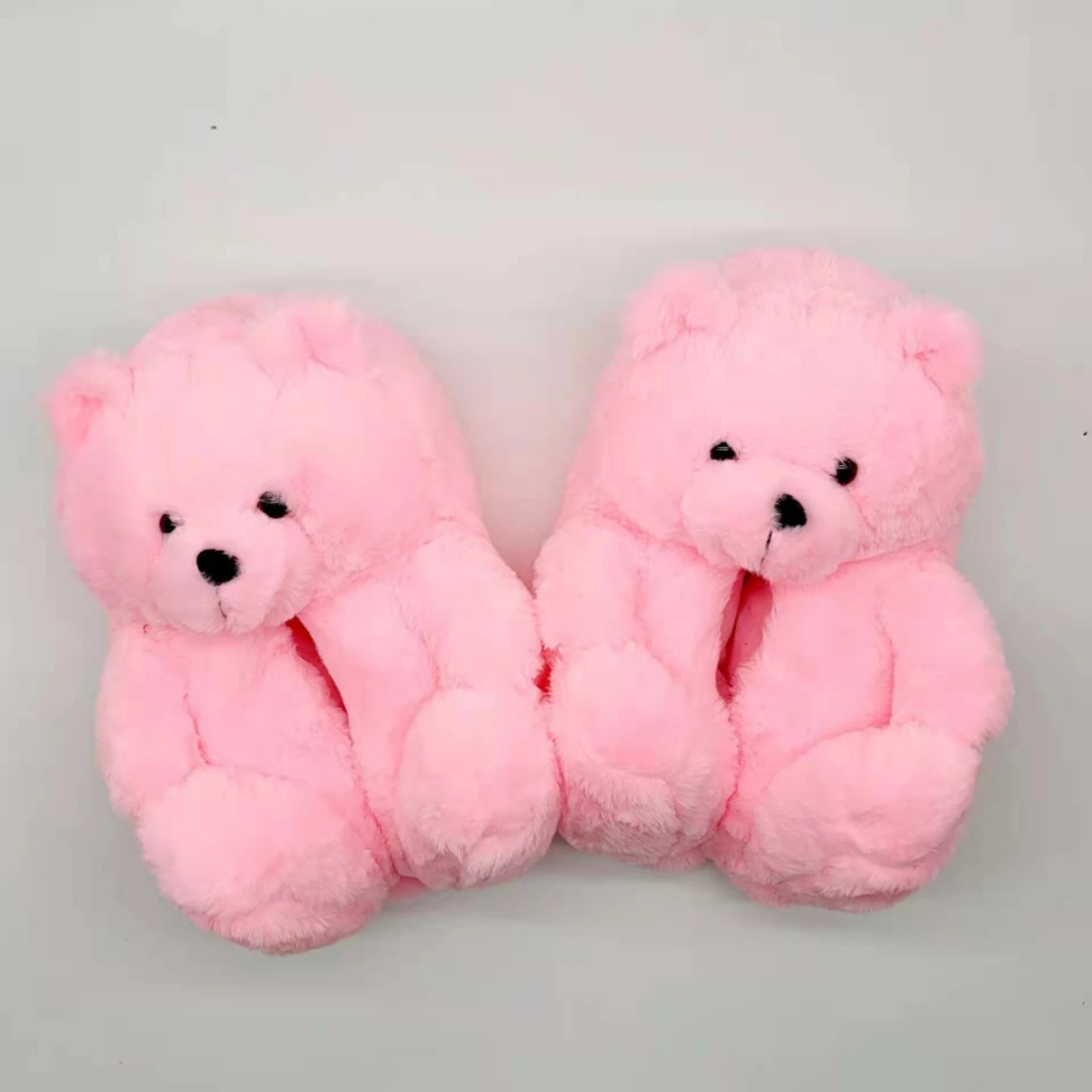 

Pink Teddy Bear Slippers Women's Animal Print Slippers 2022 New Plush Bear Slippers