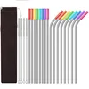 Reusable Metal Straws Set of 16 Reusable Stainless Steel Straws with Travel Case Cleaning Brush Silicone Tips DRC-019
