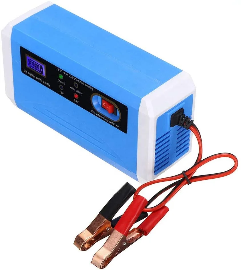 

12V 24V 10A Automotive Smart Battery Maintainer for Car Truck Motorcycle Lawn Mower Boat RV SUV ATV Lead Acid Battery Charger, Blue