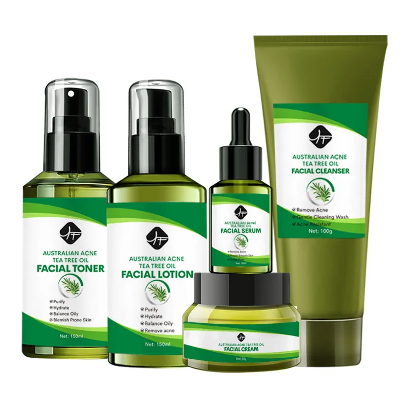 

Private Label Facial Care Tea Tree Oil Anti Acne Face Set Toner Cream Serum Acne Treatment Skin Care Set