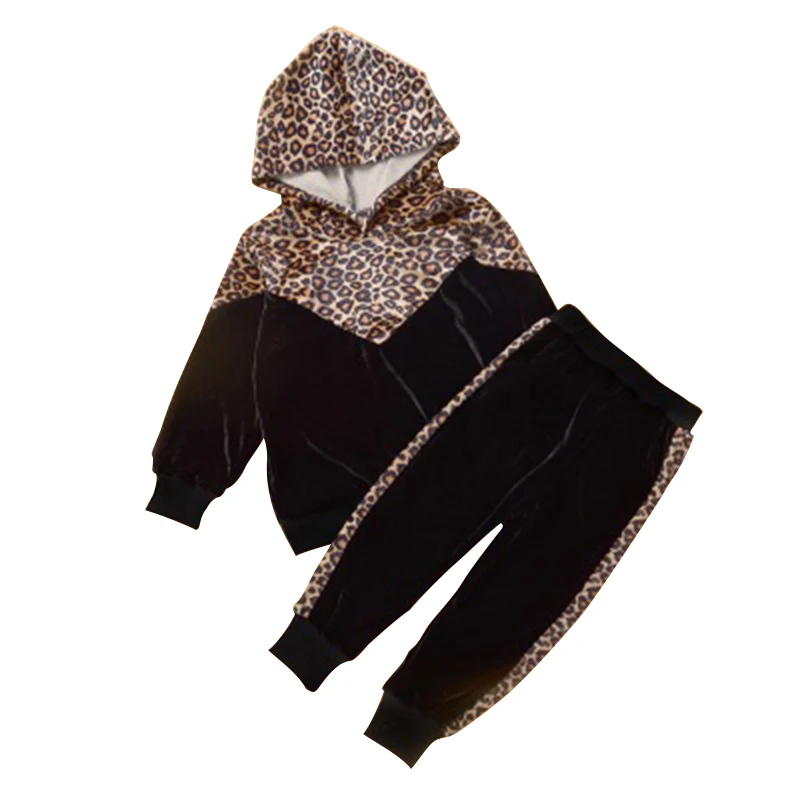 

Leopard Sweatsuit Hoodie Tracksuit Baby Winter Cheetah Print Outfits, Picture