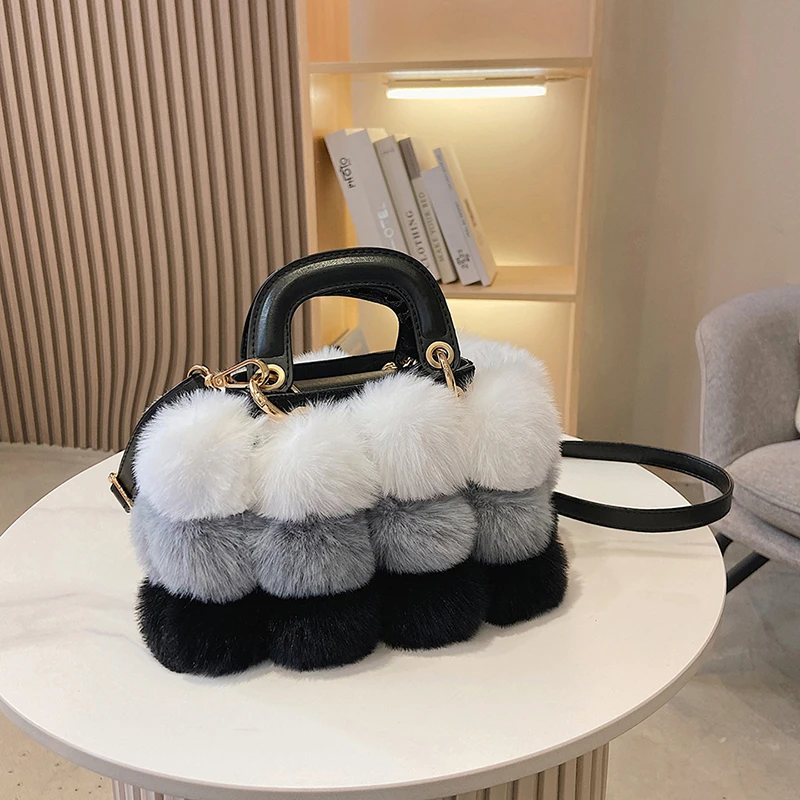 

Handbags Ladies Faux Fur Winter Fashion Shoulder Crossbody Bags Large Capacity Bag for Women Purse