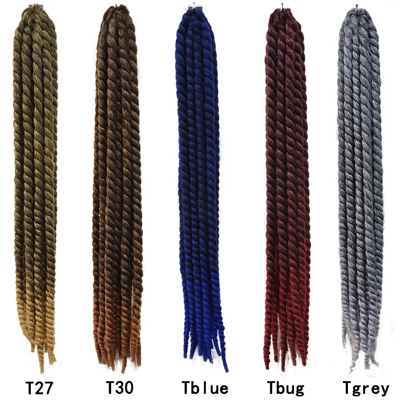 

LW-59QT Hot Sale Artificial Hand Crotchet Braiding Hair 22inch ombre Heat Resistant ombre Spring Twist Braids Hair, Color list attached