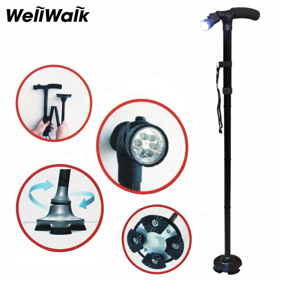 

Aluminium elderly Folding outdoor walking stick, Black