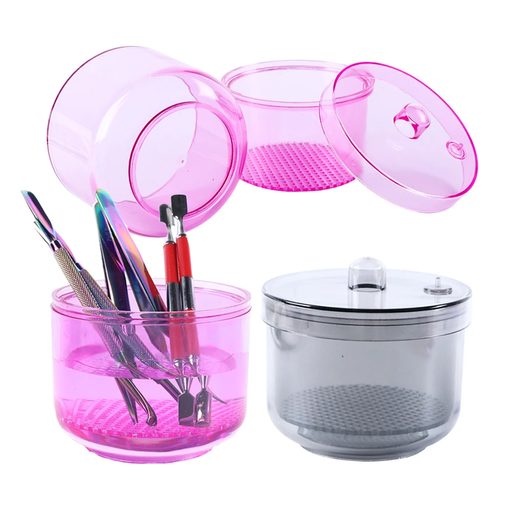 

Nail Drill Bit Disinfection Soak Box Autoclavable Round Sterilizer Cup Net Basket Case Nail Cleaning Manicure Tool #1005, As photo