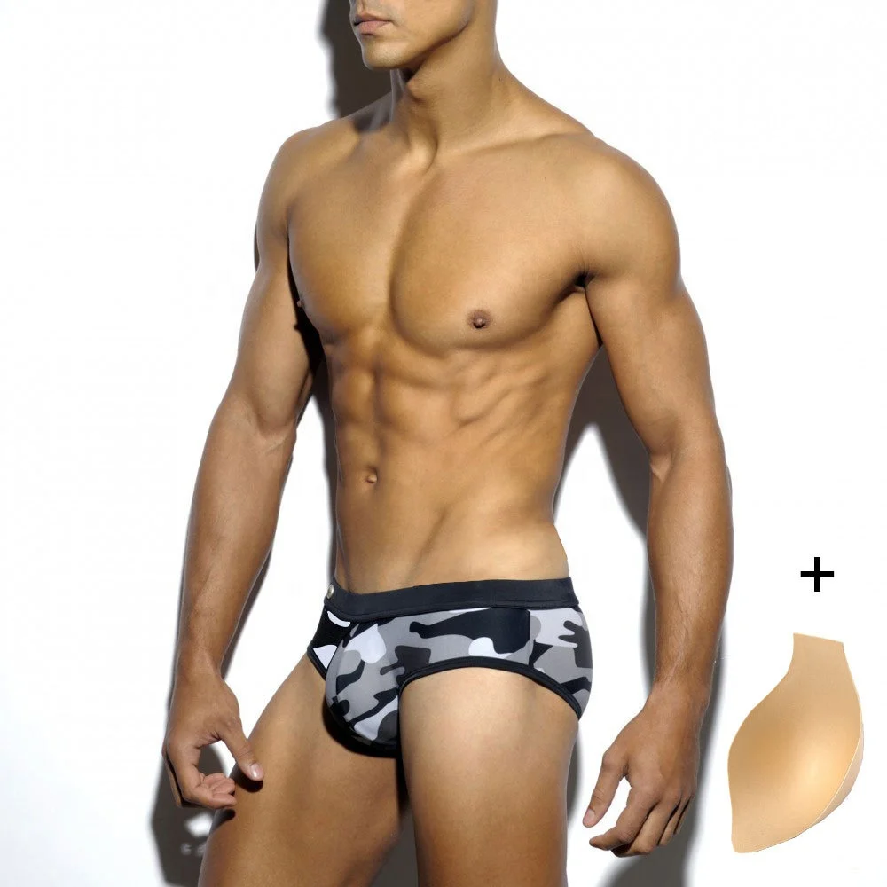 

PATON Factory custom camo Printed design pouch padded european men swimwear swimsuit