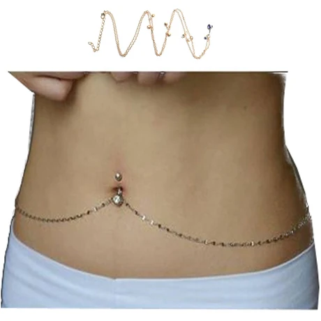 

Free Shipping Belly Chains Body Jewelry Women Summer Sexy Bikini Beach Waist Chain Strand Charms Vintage Waistband, Gold/silver