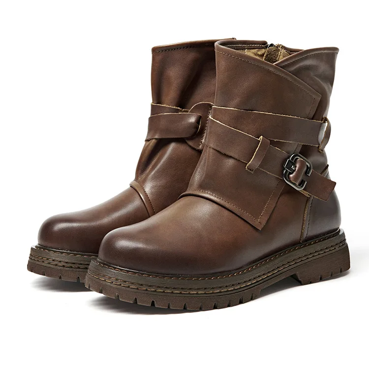 

Ladies British style boots high top leather boots leather handmade boots, 2 color