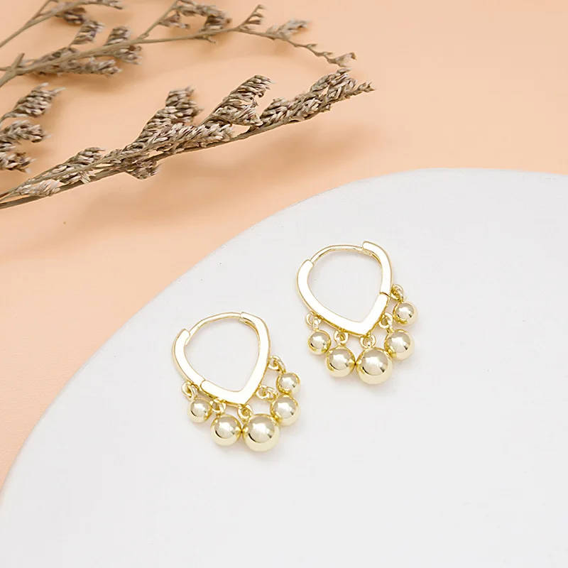 

Traditional jewelry gold small ball ear buckle simple temperament alloy jewelry for women girls