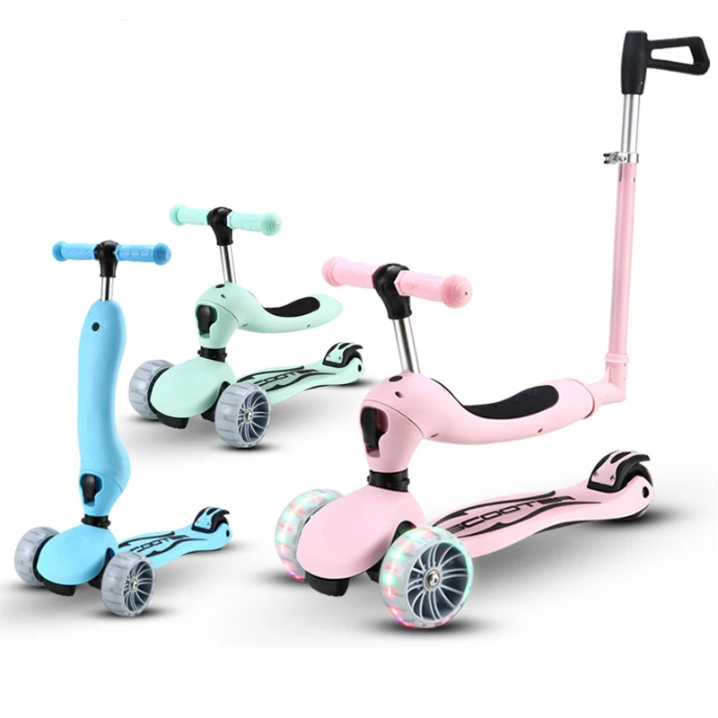 

Multifunction 3 in 1 balance car kick scooters folding foot scooters 3 wheel scooter kids with colorful light