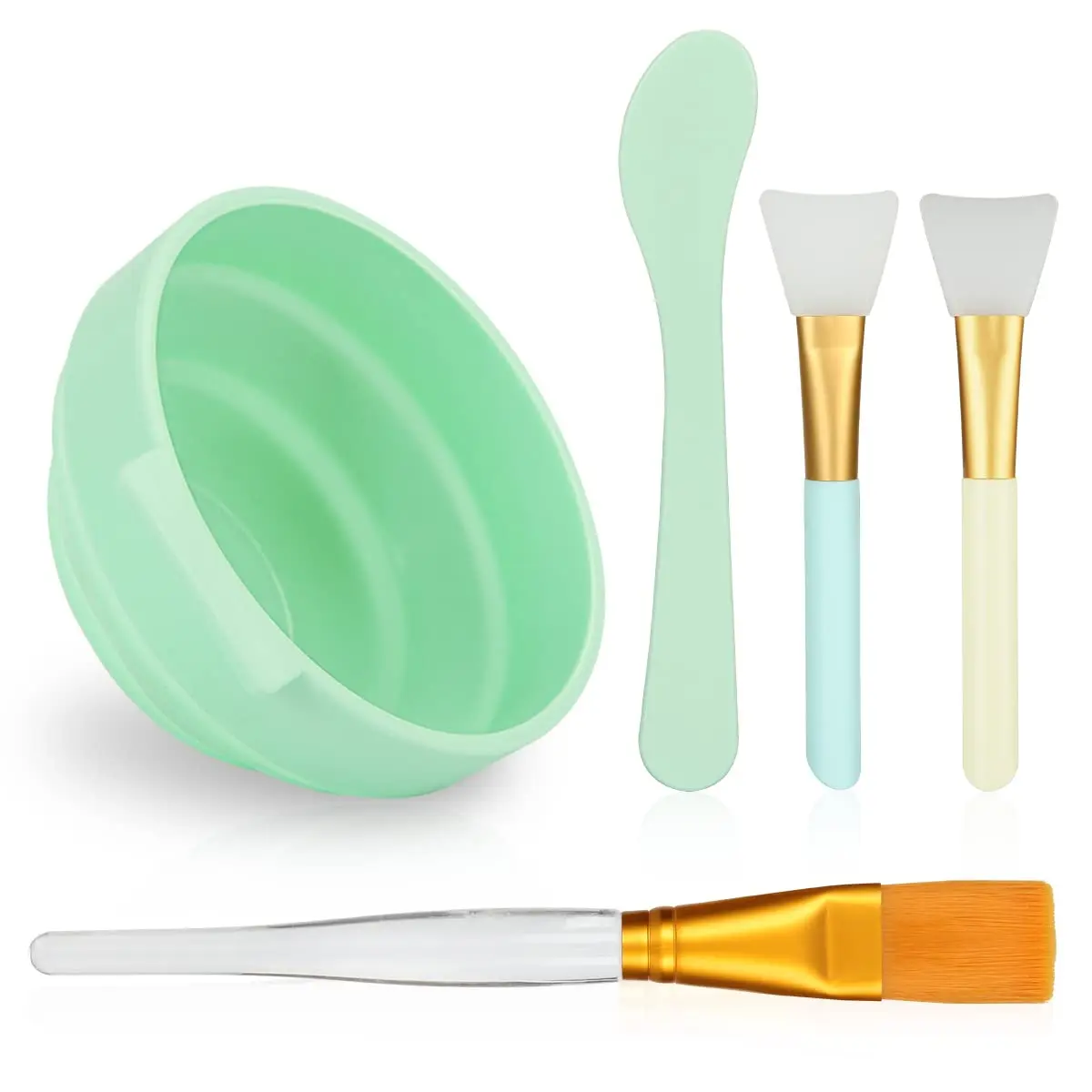 

5 in 1 DIY Face Mask Mixing Tool Kit with Bowl Stick Spatula Silicone Face Mask Brush Makeup Brushes Face Mask Mixing Bowl Set