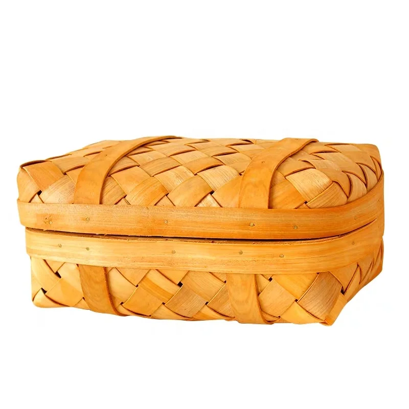 

Fancy wedding hamper natural Christmas decorations handmade wood chip woven basket