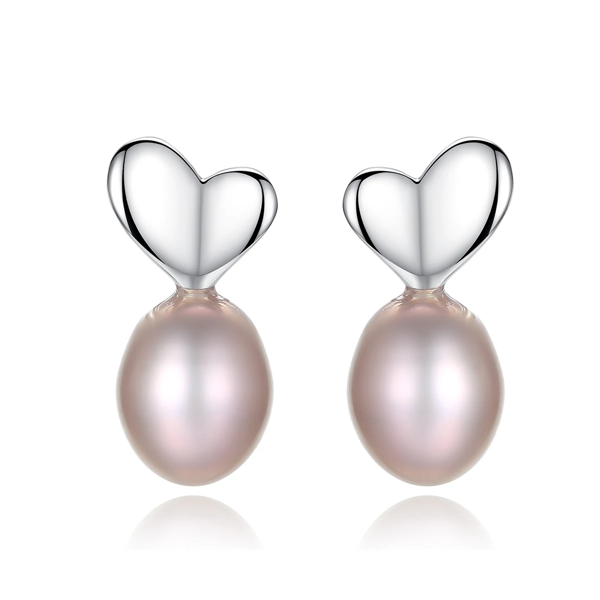 

Korean Earrings 2021 Danity Fresh Water Pearl Stud Stearling Silver Heart Earrings
